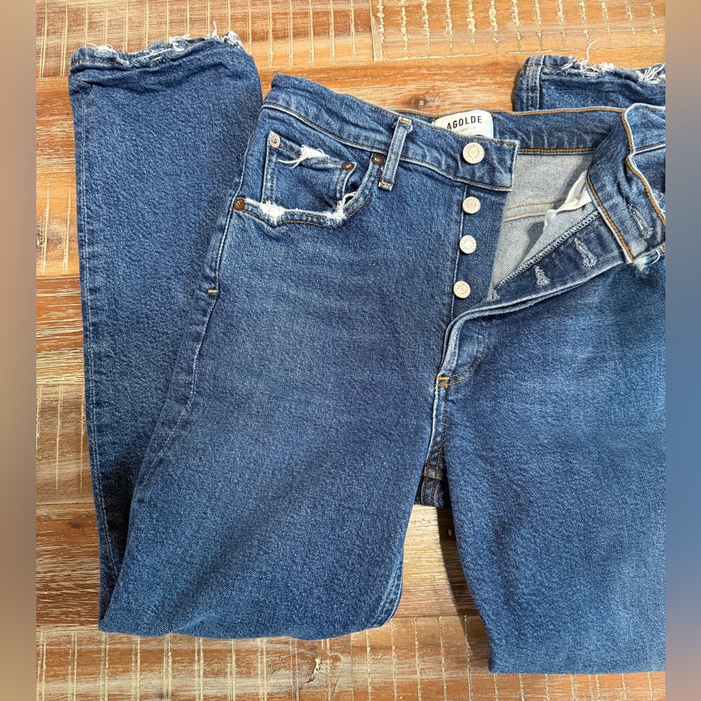 Agolde Riley High Rise Jeans denim Size 26 Button Fly - Picture 4 of 6